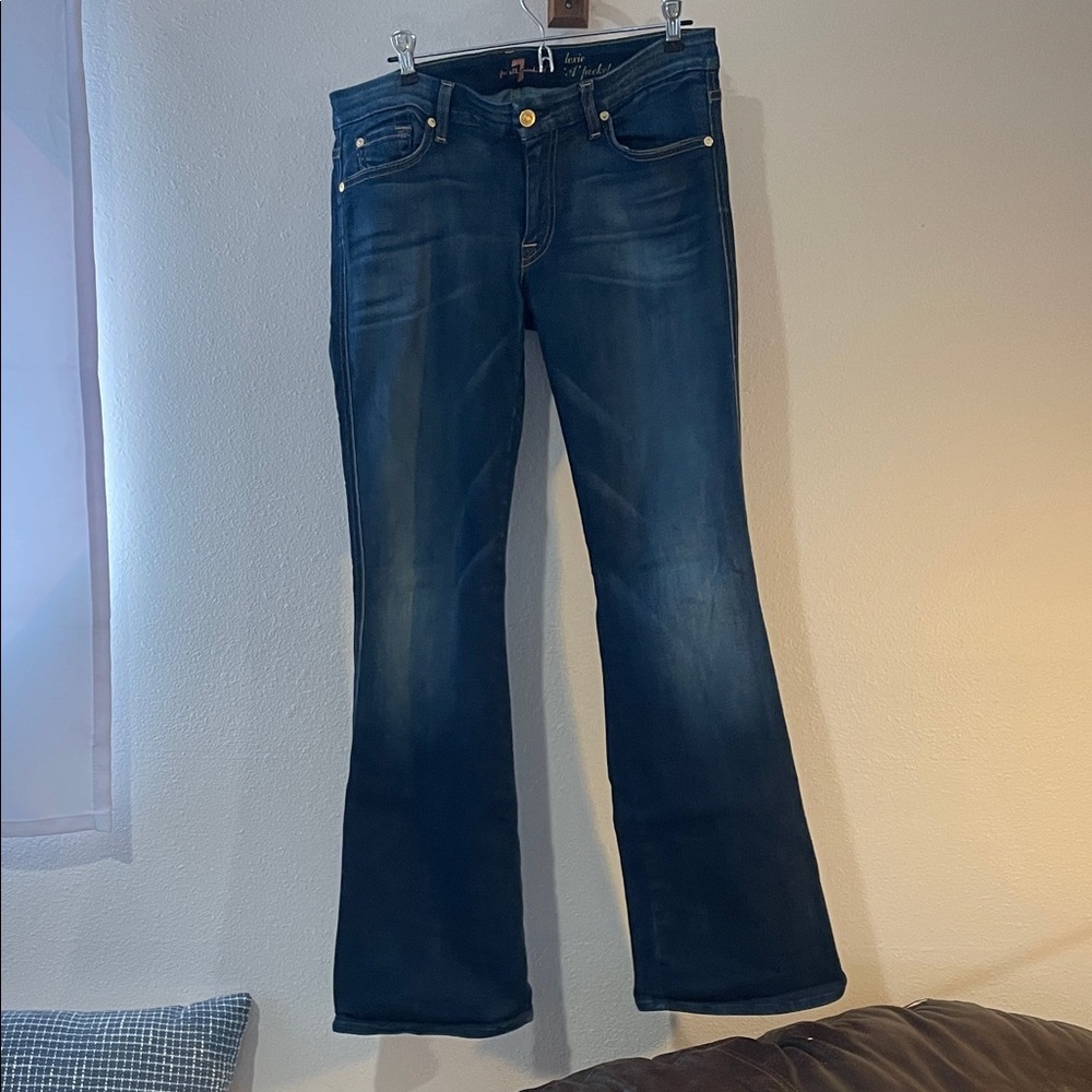 7 For All Mankind Low Waisted Dark Blue Flare Jeans